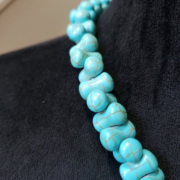 Womens Green Turquoise Sand Clock Shape Beaded Necklace Jewelry w/ Lobster Clasp - Picture 6 of 6